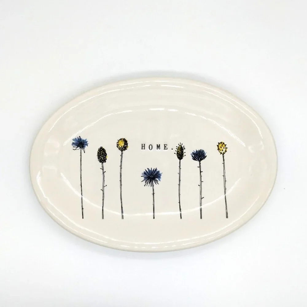 Rae Dunn Oval Wildflowers ‘Home’ Trinket Tray Dish 8”